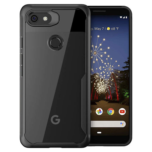 Hybrid Bumper Shockproof Case for Google Pixel 3a XL - Black (Clear)